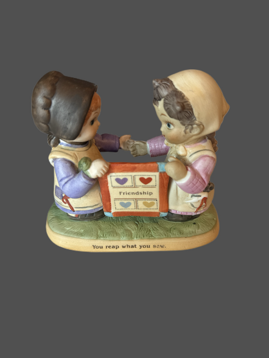 Debbie Bell Jarrett Vintage Friendship Figurine Enesco You Reap What You Sew