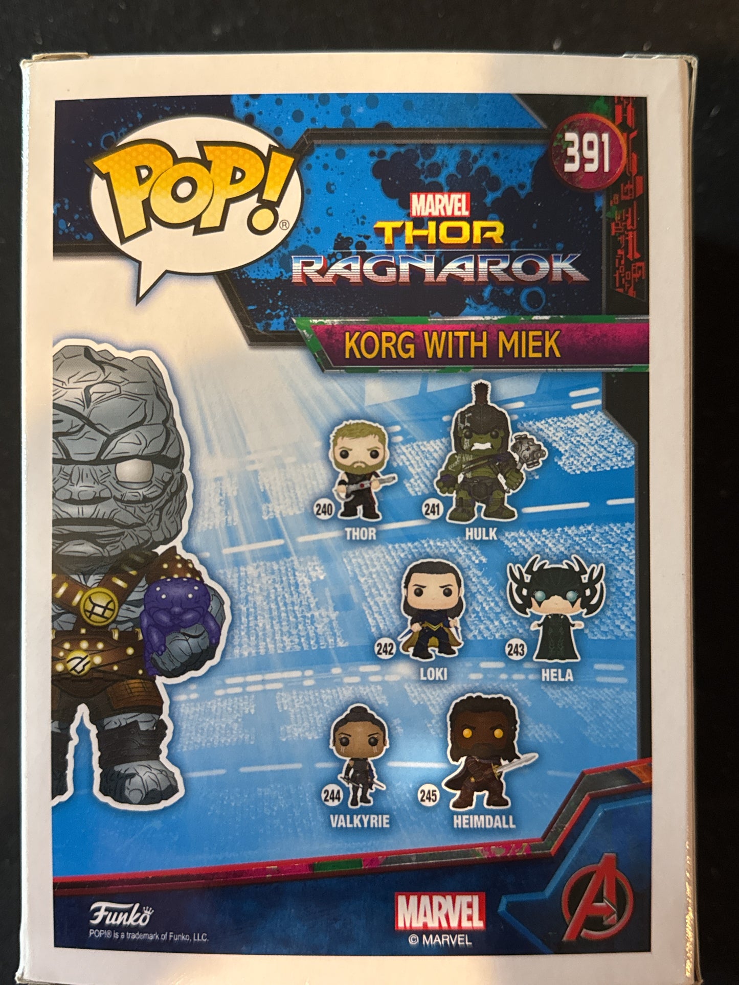 Funko Pop! Marvel Thor Ragnarok Korg With Miek Bobble Head #391 New in Box