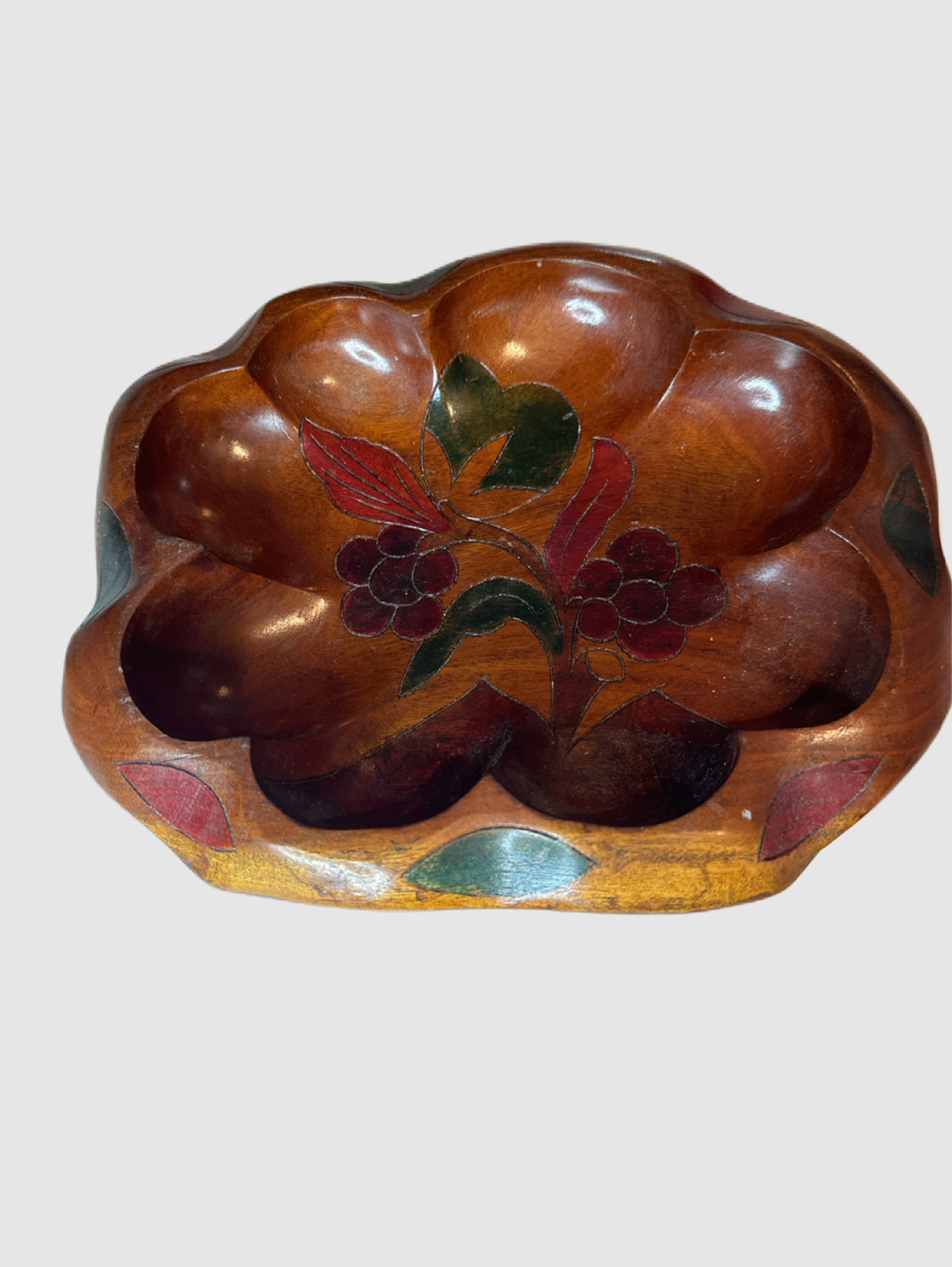 Hand Carved Wooden Nut or Candy Dish 10.5" X 9" X 3"