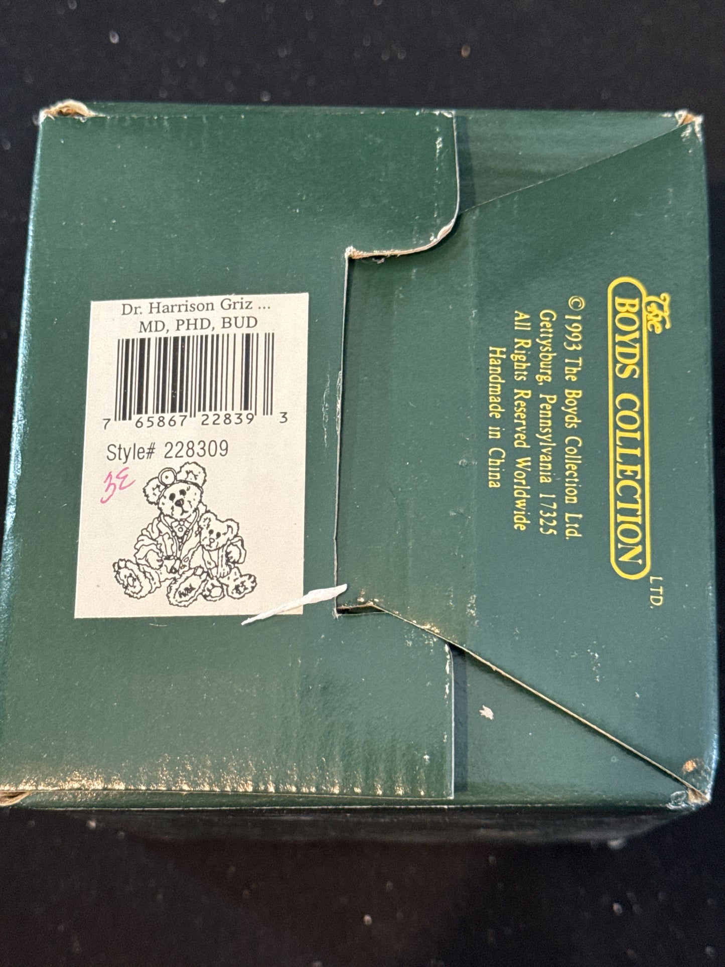Boyds Bears & Friends #228309 Dr. Harrison Griz MD PHD BUD 1998 w/ Box