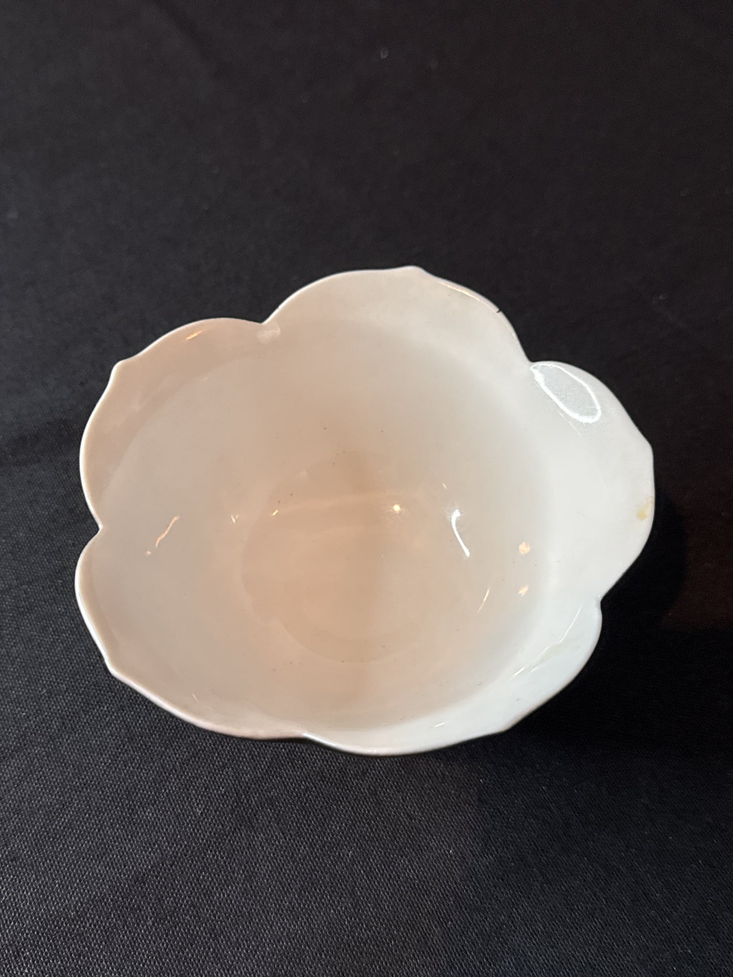 Black Rice Bowl MCM Lotus Shaped Ceramic Made in Japan