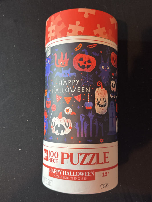 100 Piece Puzzle Happy Halloween Size 22" x 15" New in Canister Sealed
