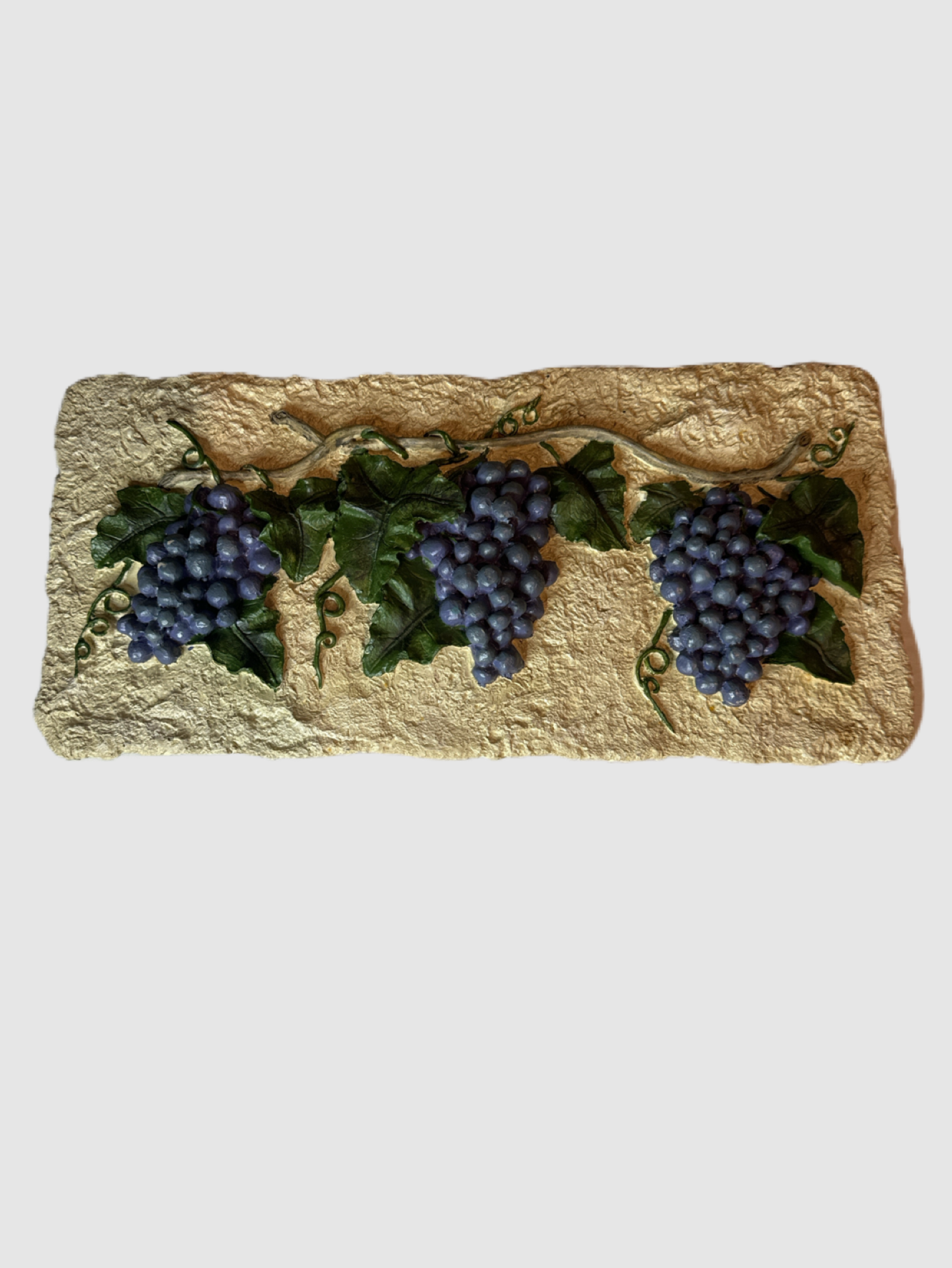 Grape Clusters Plaster Wall Plaque Tile/Vintage Hand Painted 3D Wall Hanger