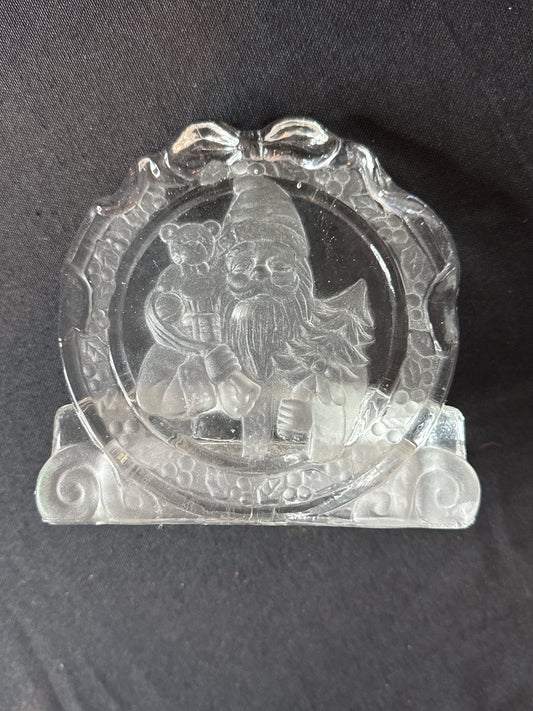 Glass Santa Tea Light Christmas Decoration 5.25" Tall