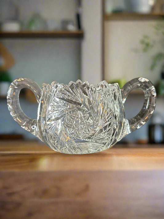Antique American Brilliant Period Cut Glass Sugar Container Cottage Core 3" x 5"