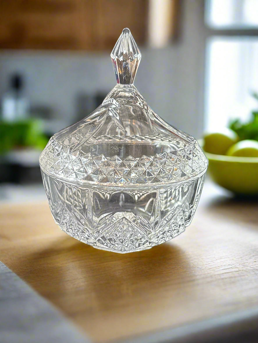 Vintage Crystal D'Arques Lidded Candy Dish Crafted in France 24% Genuine Lead Crystal