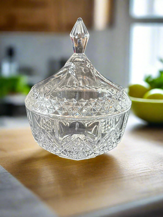 Vintage Crystal D'Arques Lidded Candy Dish Crafted in France 24% Genuine Lead Crystal