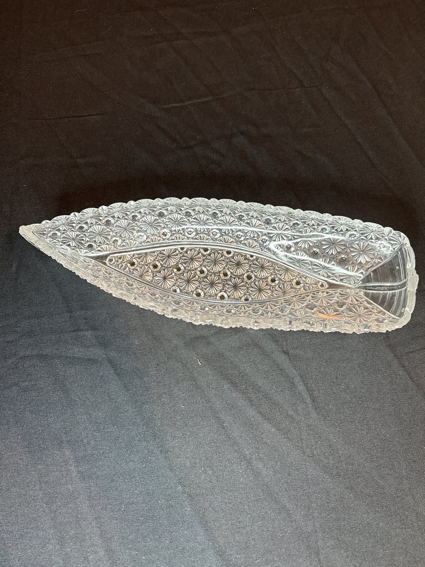 Vintage Large EAPG Glass Daisy & Button Canoe Relish Dish Tray Candy Bowl 14" Long