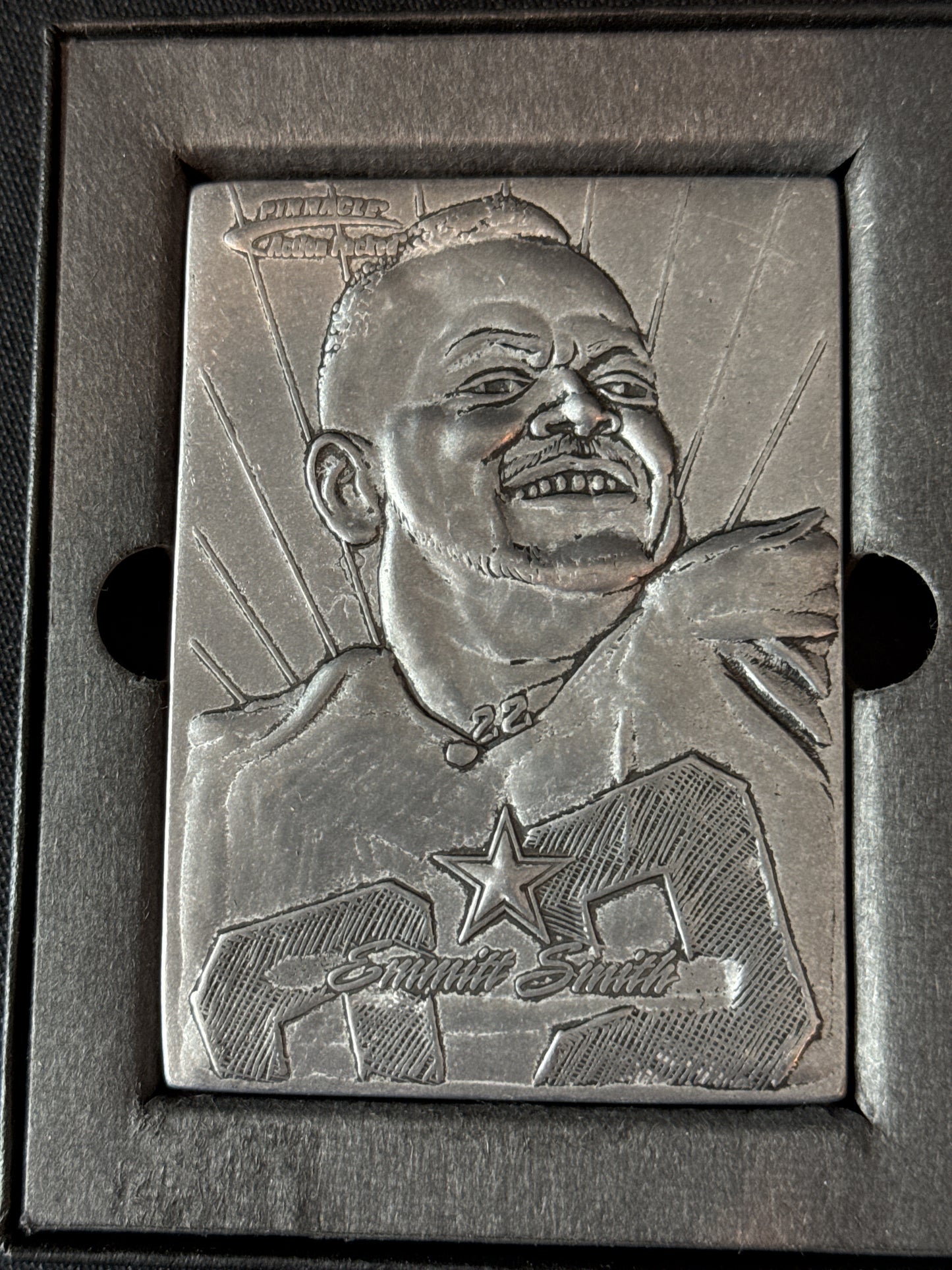 Emmitt Smith Pewter Football Card Double Sided In Box