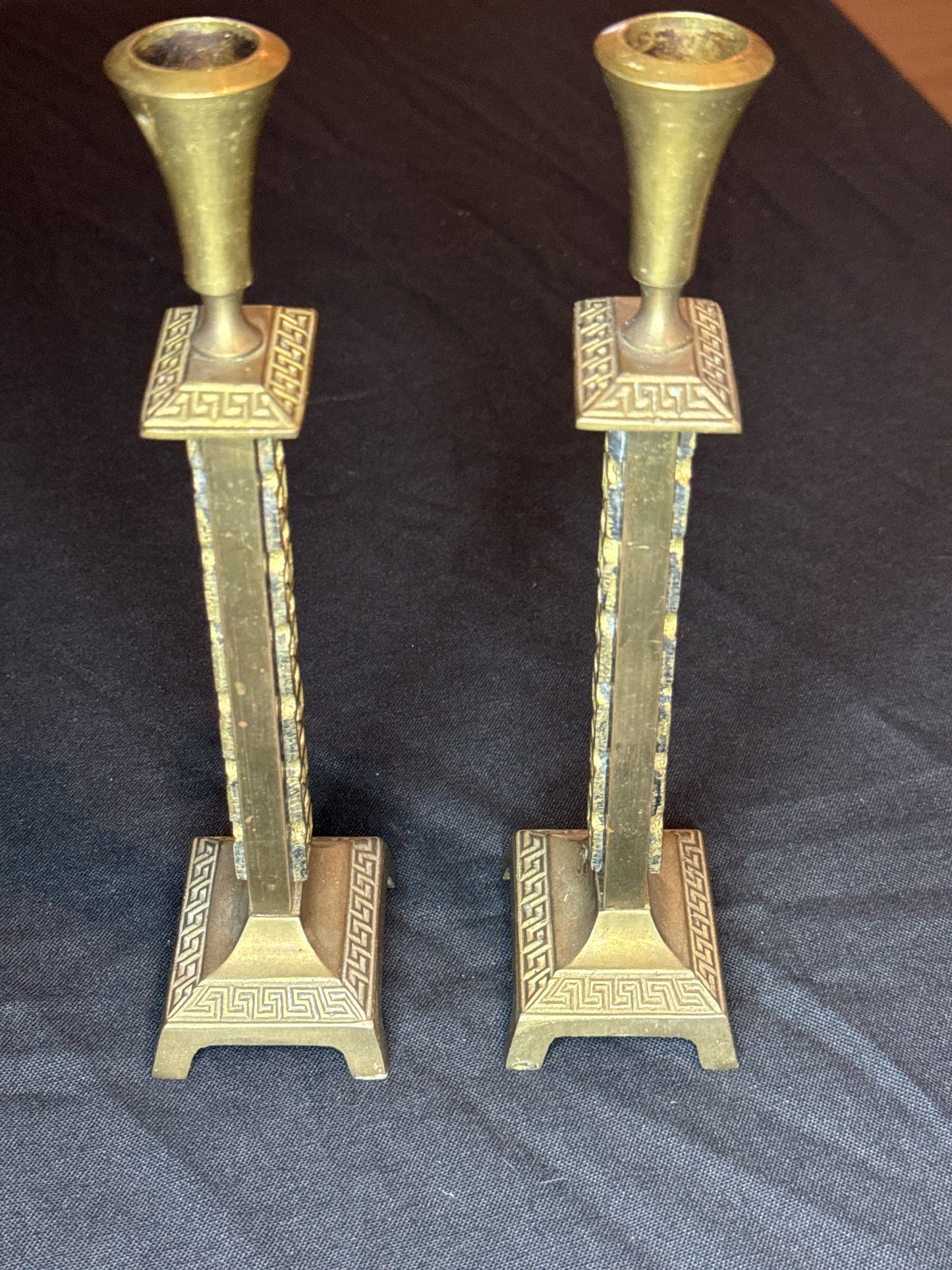 Pair of Vintage Brass Judaical Sabbath Candle Holders Made in Israel