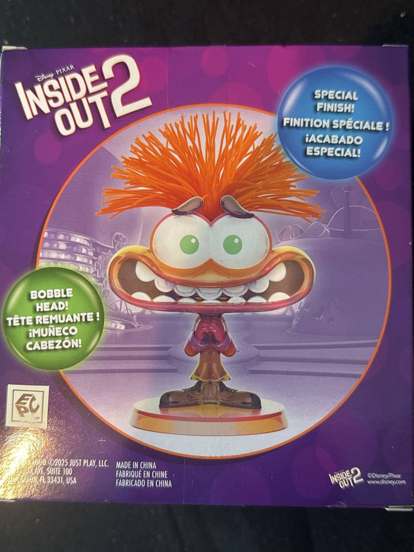 Disney Pixar Large Collectible Bobble Head Inside Out 2 Anxiety Doll New in Box