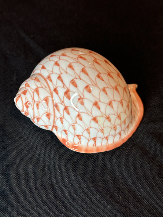 Andrea by Sadek Hand Painted Fish Net Design Orange & White Sea Shell Decor