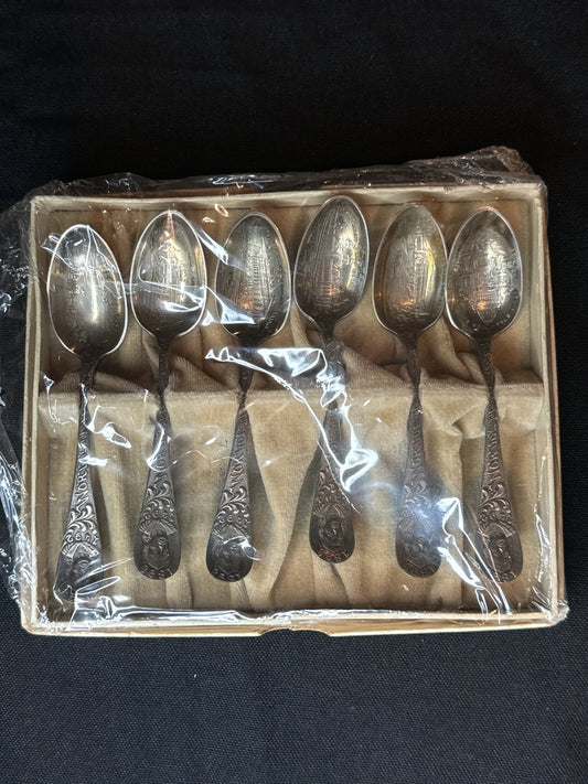 Vintage Set of 6 Standard World's Fair City 1893/1492 Souvenir Spoons Columbus