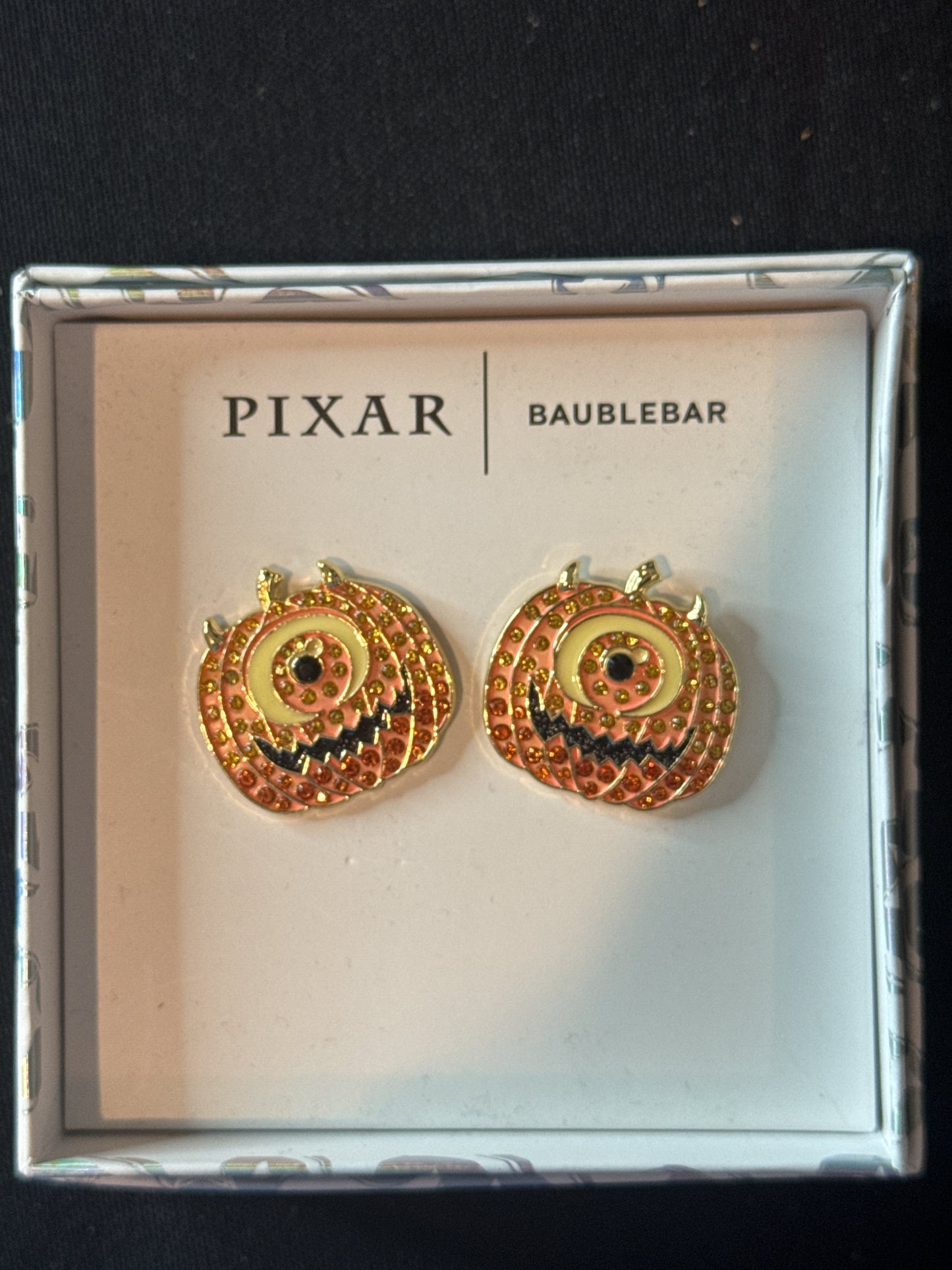 Disney Baublebar Pixar Monsters Inc Orange Mike Wasowski Pumpkin Earrings New in Box