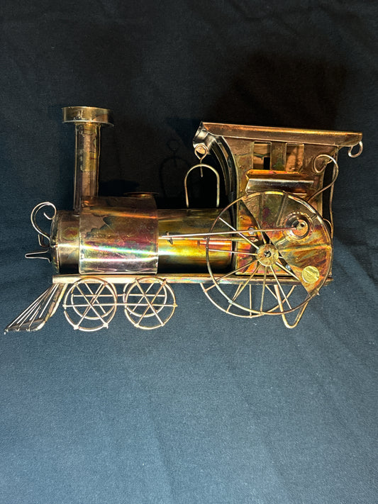 Vintage Copper Tin Music Box Steam Locomotive 11" Plays Chatta Nooga Choo Choo