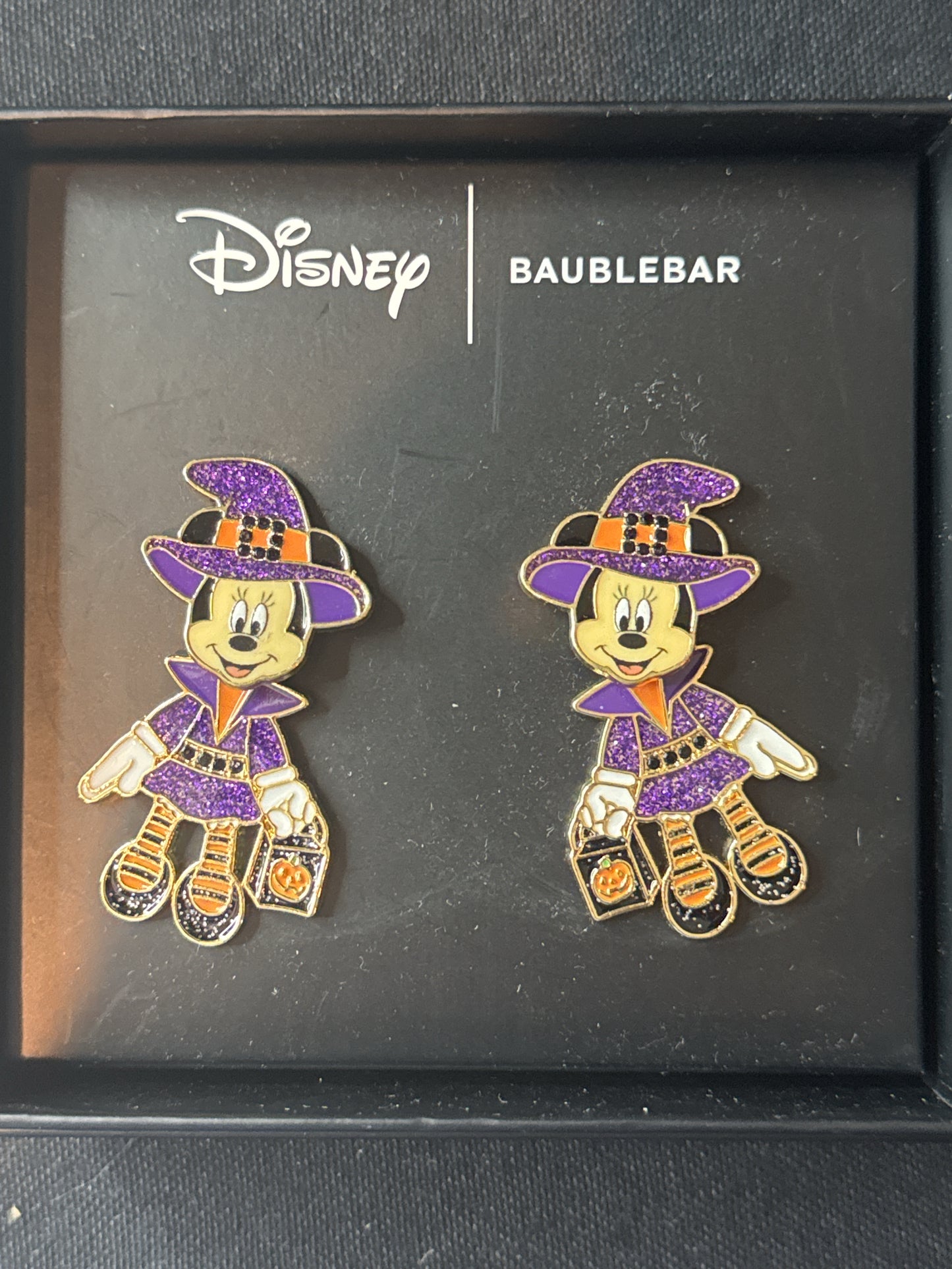 Disney Baublebar Minnie Mouse Witch Halloween Earrings New in Box
