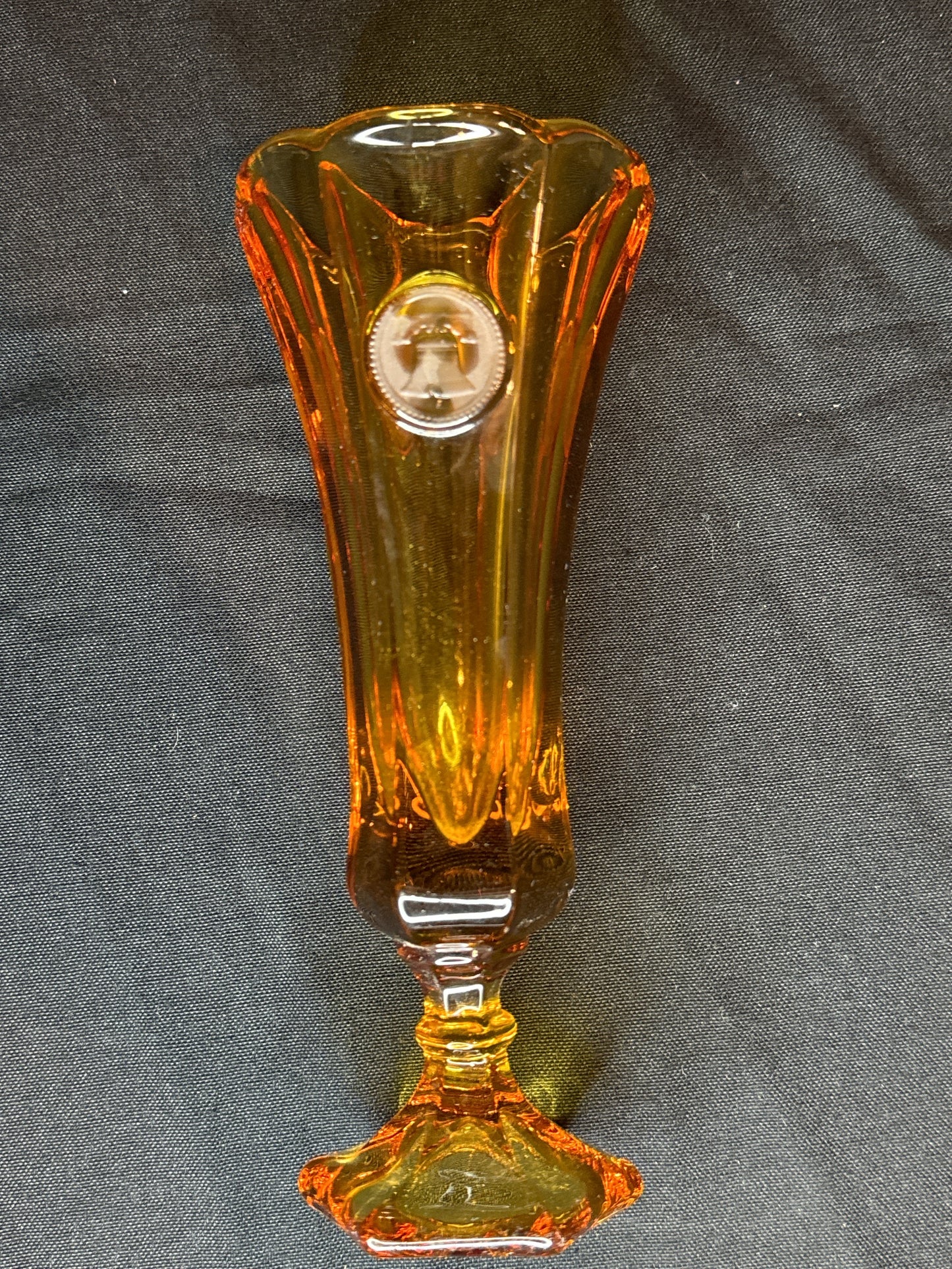 Coin Glass Amber by Fostoria Bud Vase 8" Tall