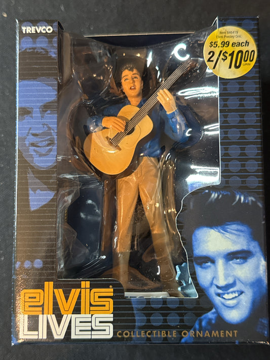 Vintage Elvis Presley Collectible Christmas Ornament Standing Playing Guitar New in Box