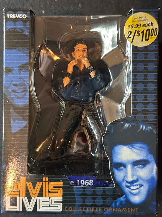 Vintage Elvis Presley Collectible Christmas Ornament Standing With Microphone New in Box
