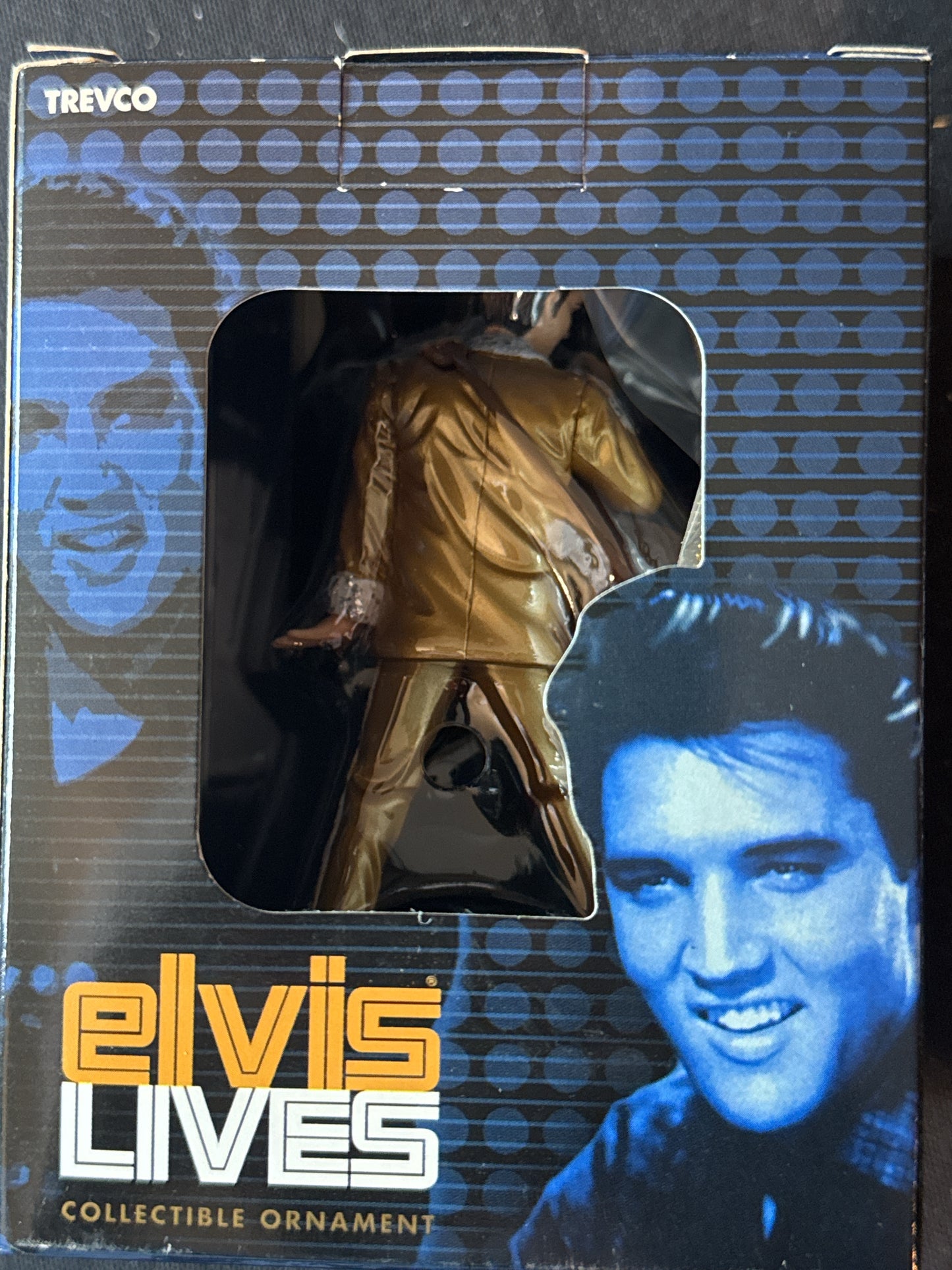 Vintage Elvis Presley Collectible Christmas Ornament Standing w/ Mic & Guitar New in Box