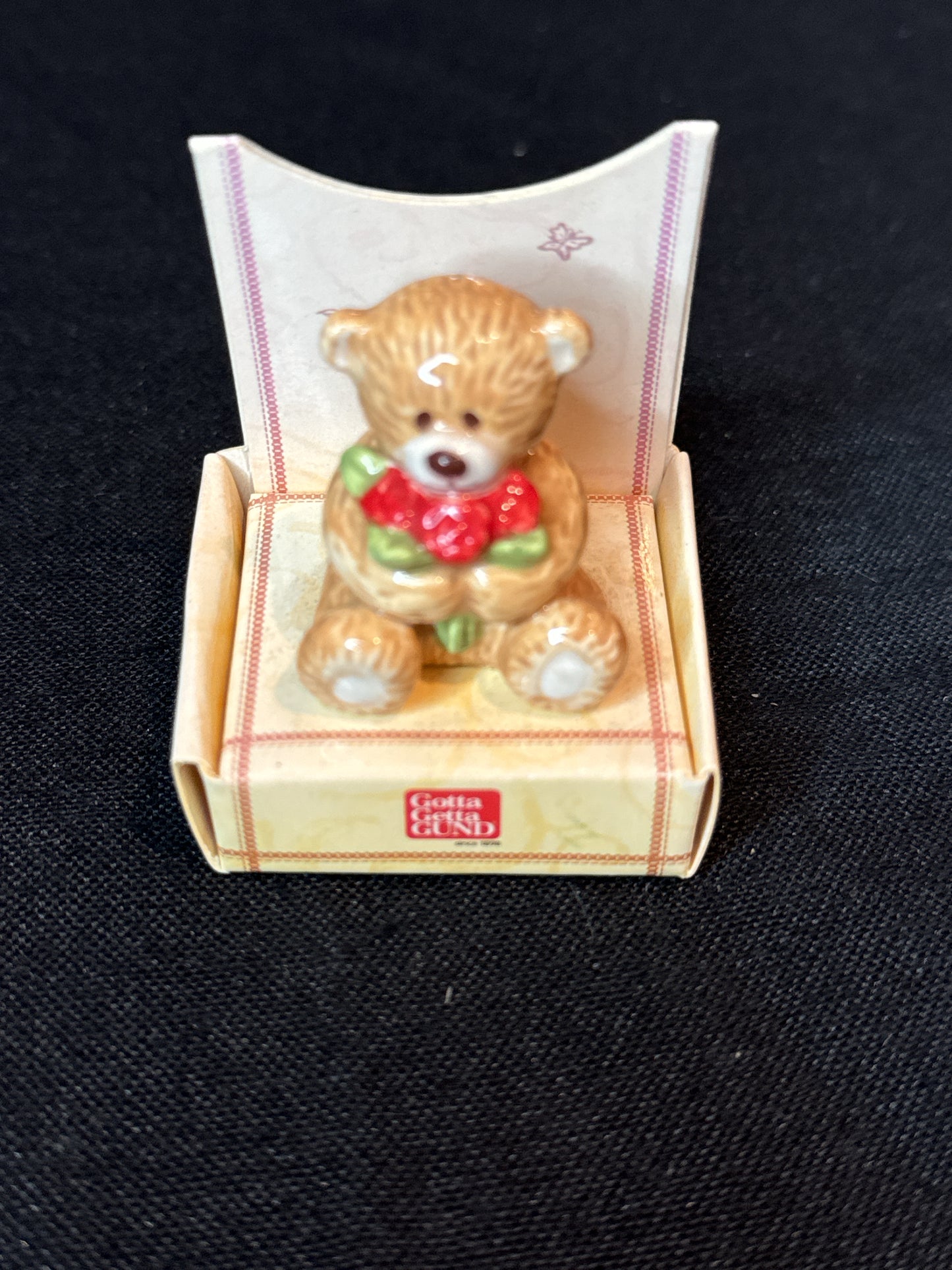 Gund Vintage Bear Thinking of You Mini Figurine "I Love You" 1.5" Tall #60662