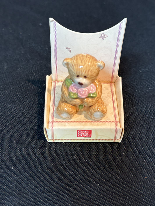 Gund Vintage Ceramic Bear Thinking of You Mini Figurine "You're Beary Special" 1.5" Tall #60662