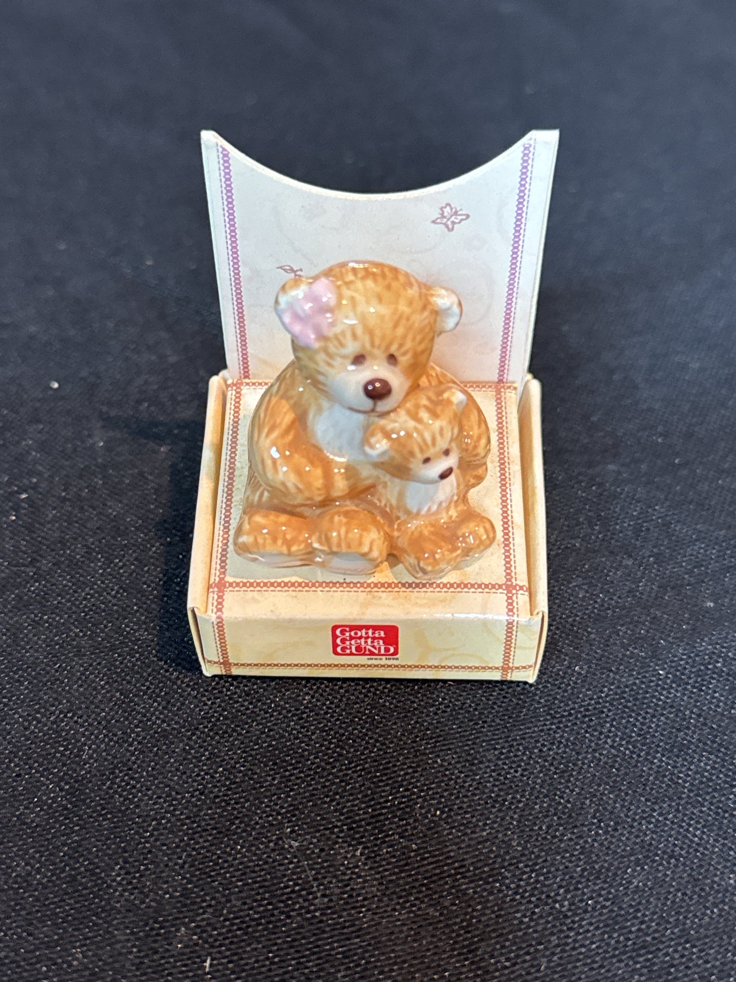 Gund Vintage Ceramic Bear Thinking of You Mini Figurine "I'm the Big Sister" 1.5" Tall #60662