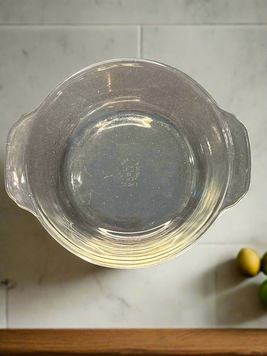 Fire King 1.5 Qt Clear Glass Casserole Dish 8.25" Wide No Lid USA Handles