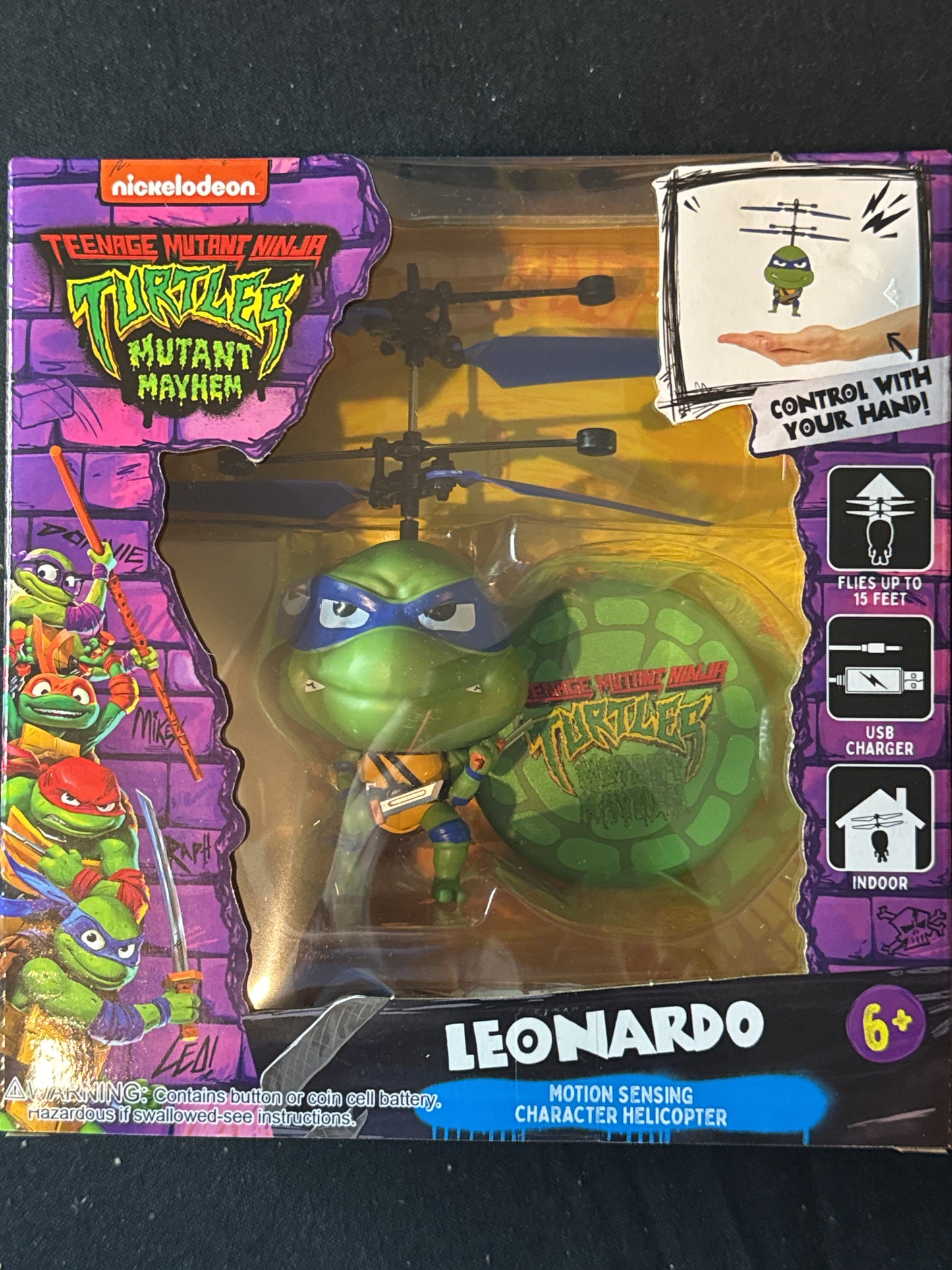 Teenage Mutant Ninja Turtles Mutant Mayhem Leonardo Motion Sensing Helicopter New in Box