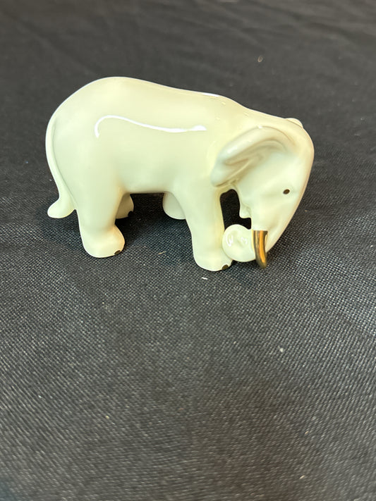 Lenox Small 2-3" Bone China Standing Elephants Trunk Down Gold Accents Bashful Elephant