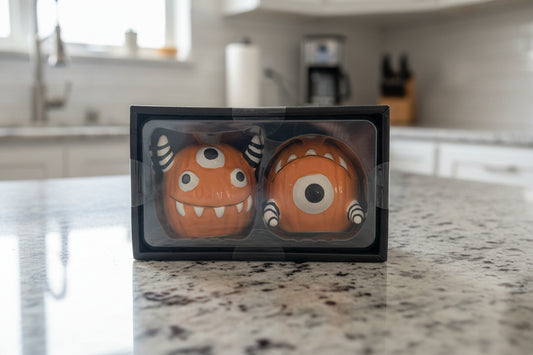 Jack O'Lantern Lane Funny Monster Halloween Salt & Pepper Shakers New in Box