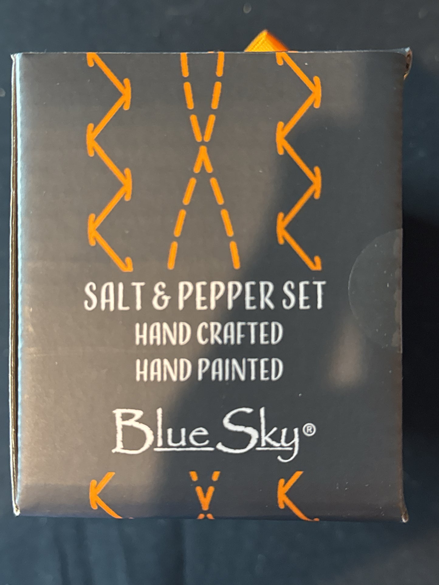 Blue Sky Pumpkin & Bat Halloween Ceramic Salt & Pepper Set New in Box