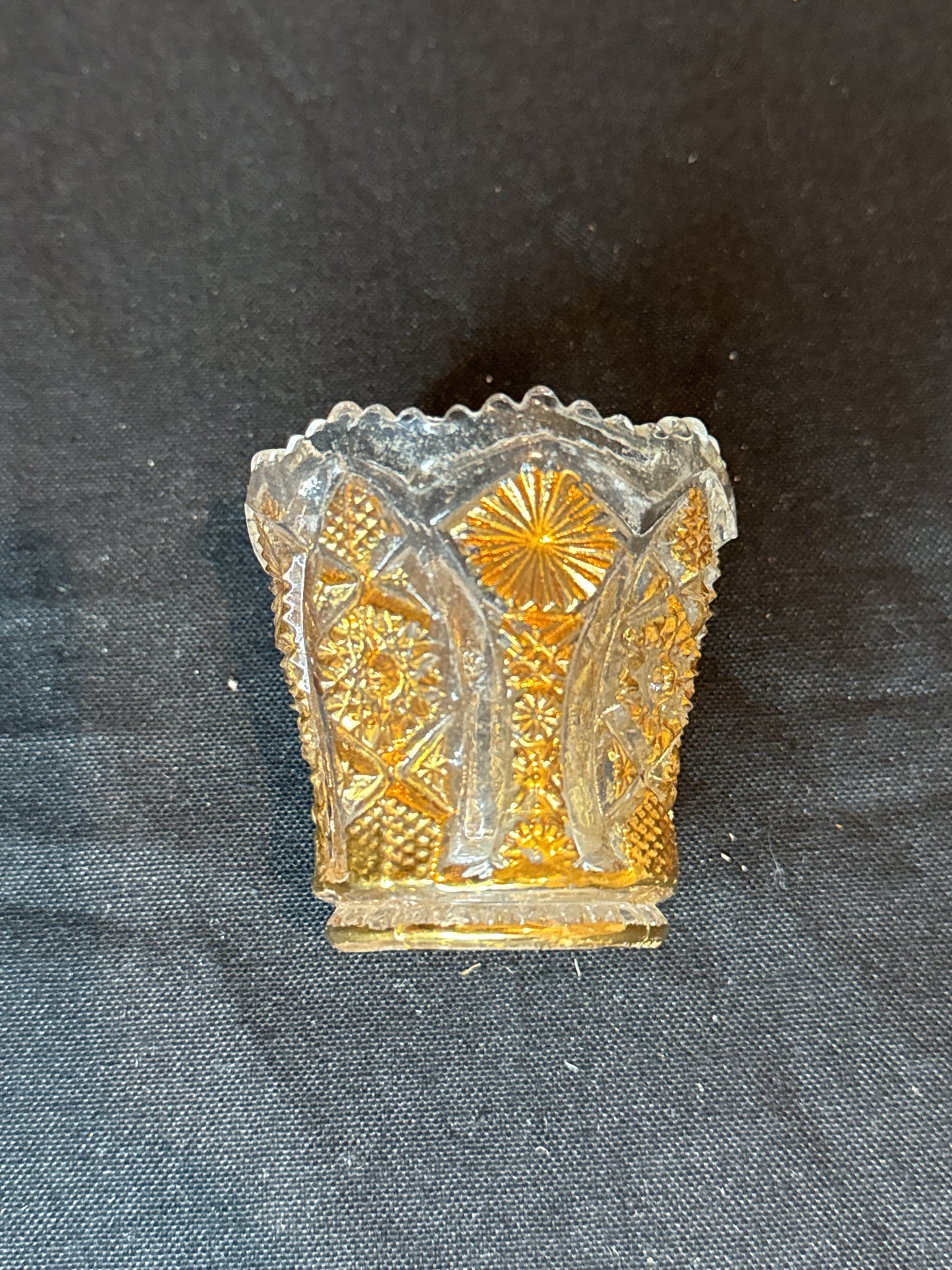 Vintage Imperial Cut Glass and Gold Paint Shot Glass 2oz 2.5" Tall