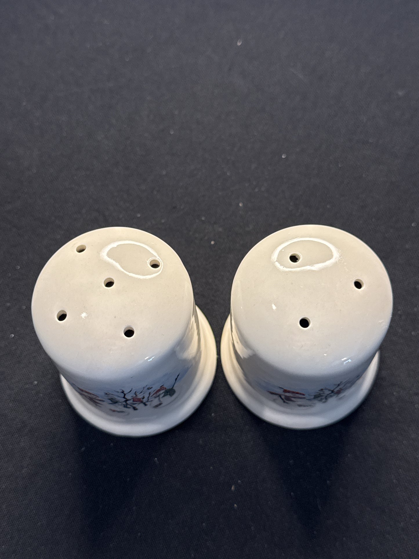 Vintage Christmas Themed Snowman Salt & Pepper Shakers 3.5" Tall