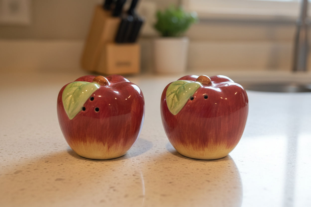 Apples Salt & Pepper Shakers New 2" Tall Excellent condition.