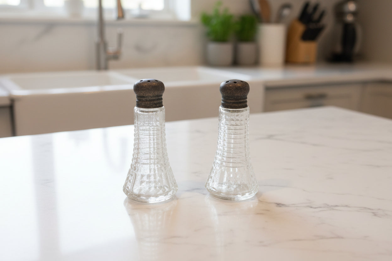 Vintage 1940's Mini Sterling Silver & Glass Salt & Pepper Shakers 2.5" Tall