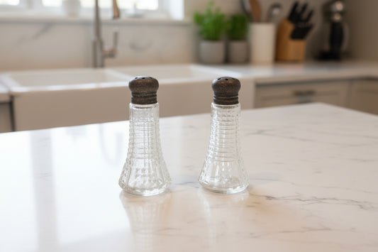Vintage 1940's Mini Sterling Silver & Glass Salt & Pepper Shakers 2.5" Tall