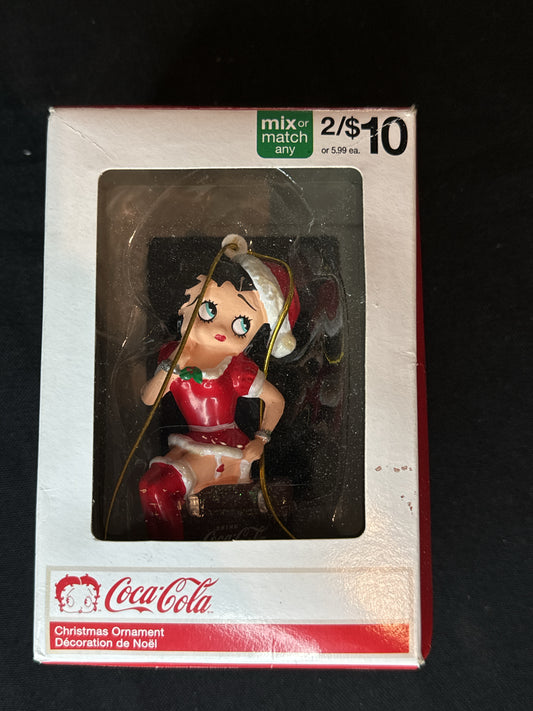 Betty Boop Coca Cola Box Christmas Ornament Kurt S. Adler Santa Outfit Hat