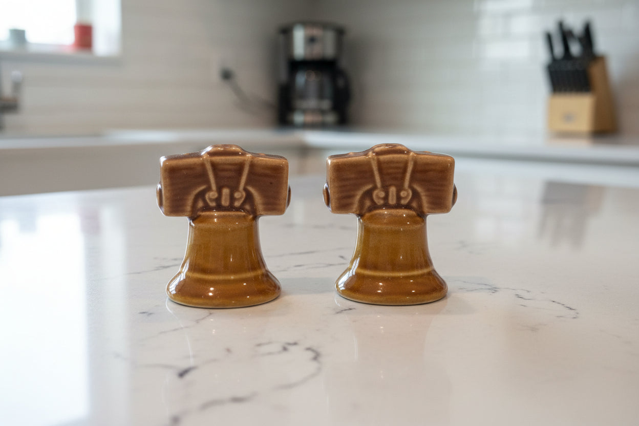 Set of Liberty Bells Salt & Pepper Shakers 1.75" Tall New Excellent Condition