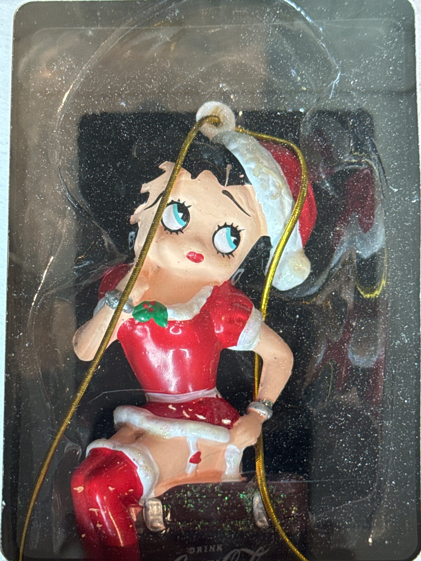 Betty Boop Coca Cola Box Christmas Ornament Kurt S. Adler Santa Outfit Hat