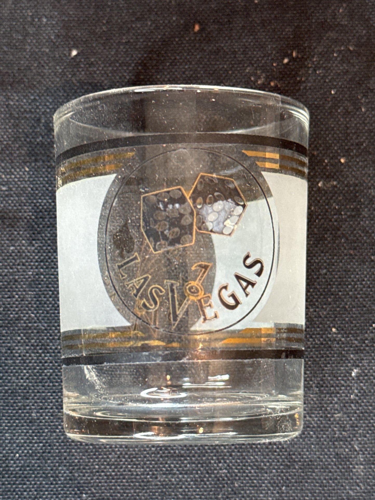 Las Vegas Vintage Shot Glass Dice Cards 2oz