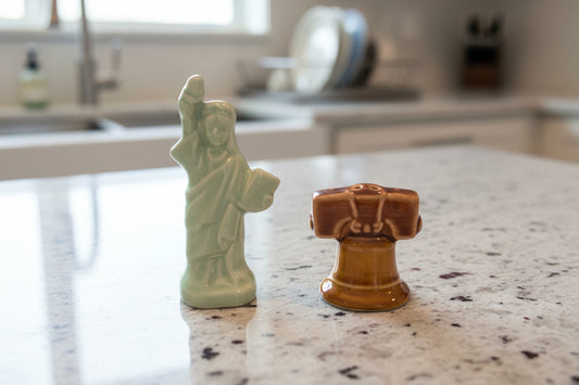 Set of Liberty Bell & Statue of Liberty Salt & Pepper Shakers New Excellent Condition