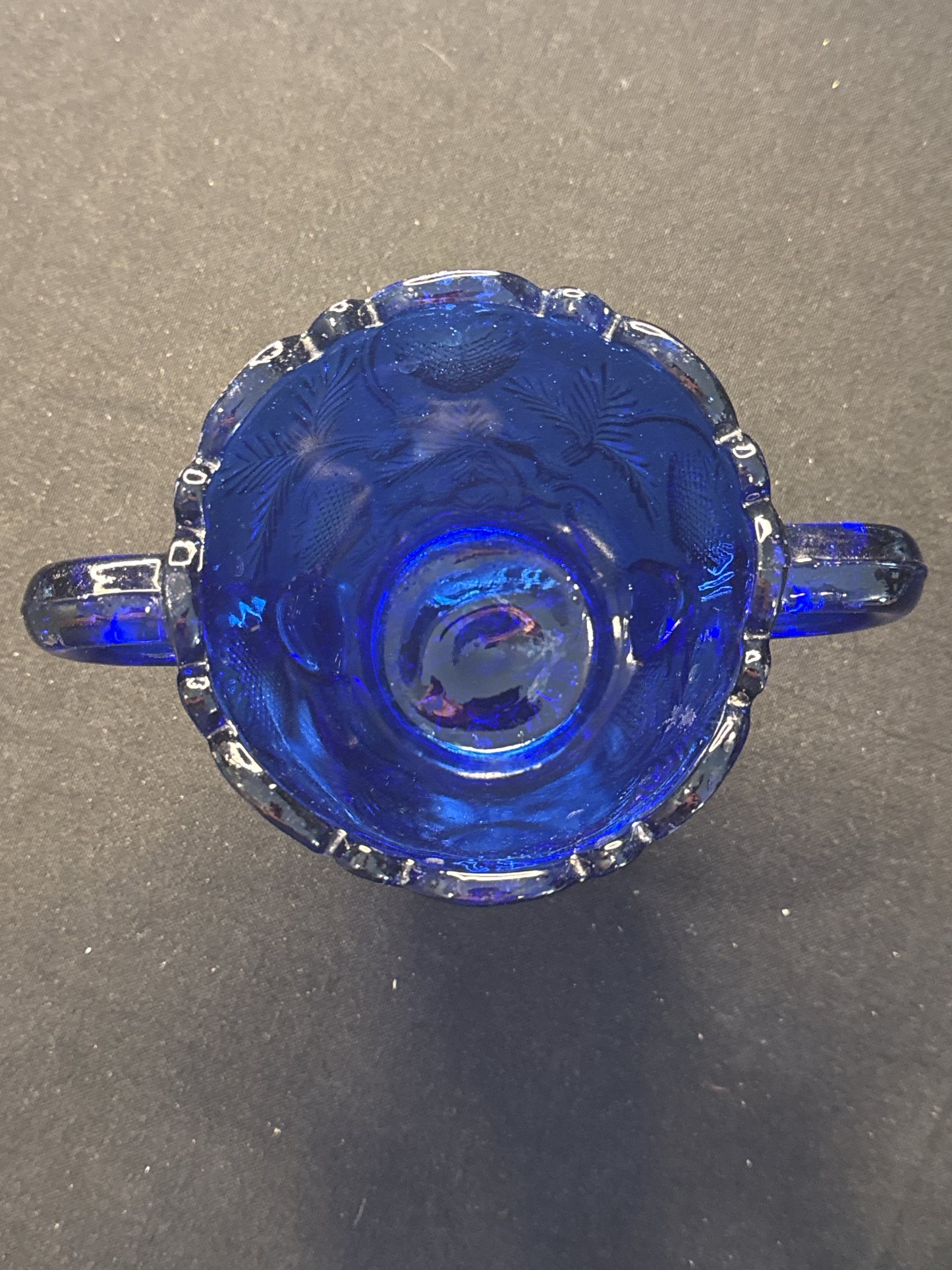 Mosser Inverted Strawberry Cobalt Blue Double Handles Vase 5" Tall