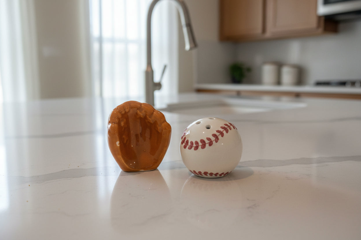 Baseball & Glove Salt & Pepper Shakers New Excellent Condition 1.5"-2" Tall