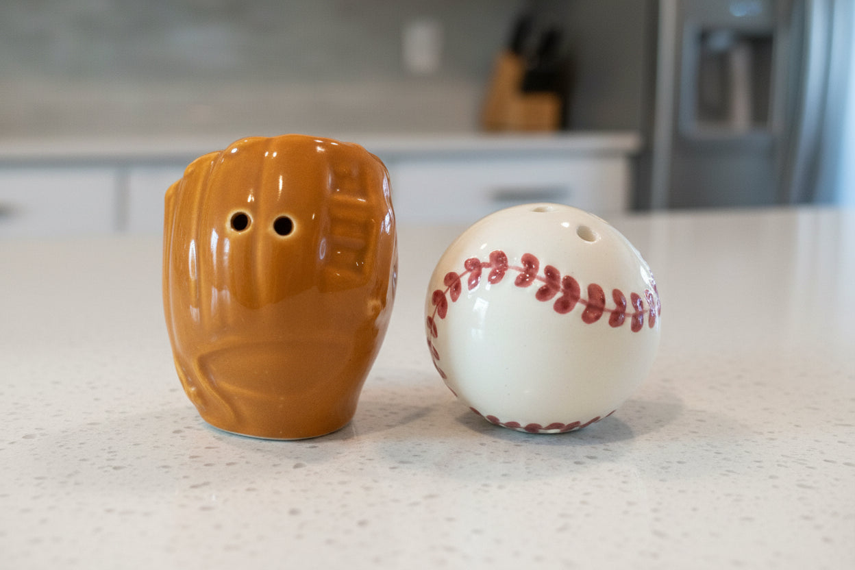 Baseball & Glove Salt & Pepper Shakers New Excellent Condition 1.5"-2" Tall