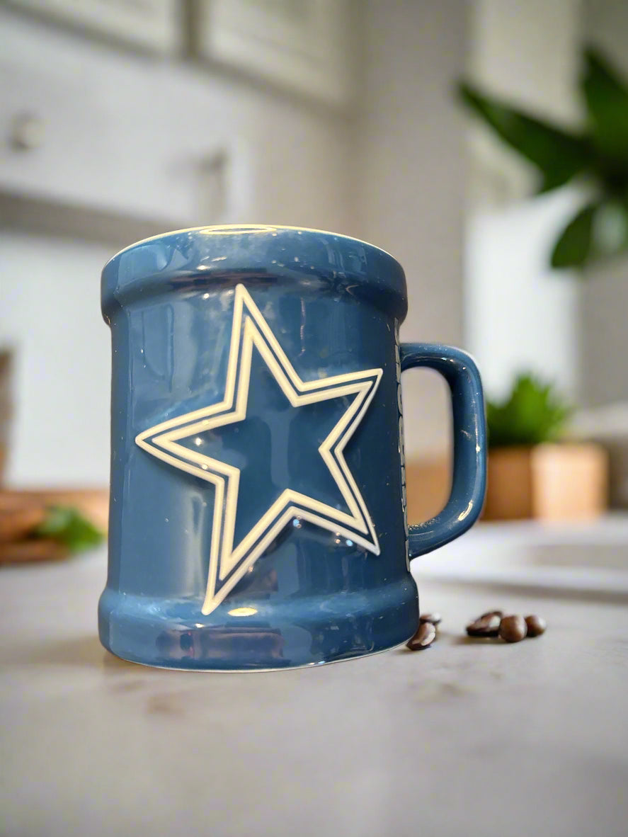 Dallas Cowboys NFL Coffee Mug Cup Blue 3D Star Officially Licensed Football Blue Grey