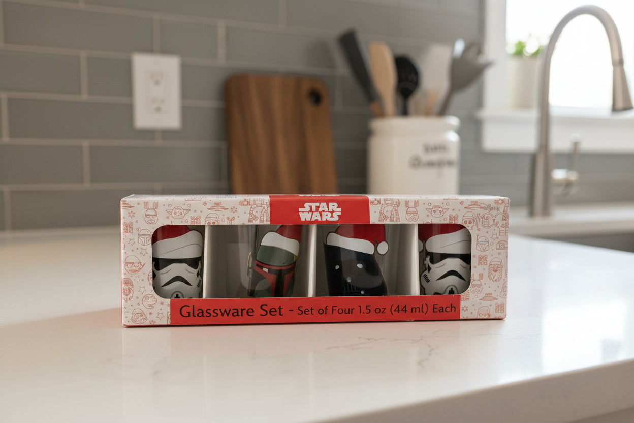 Star Wars Set of 4 Shot Glasses 1.5 oz Each New in Box. Excellent Condition.