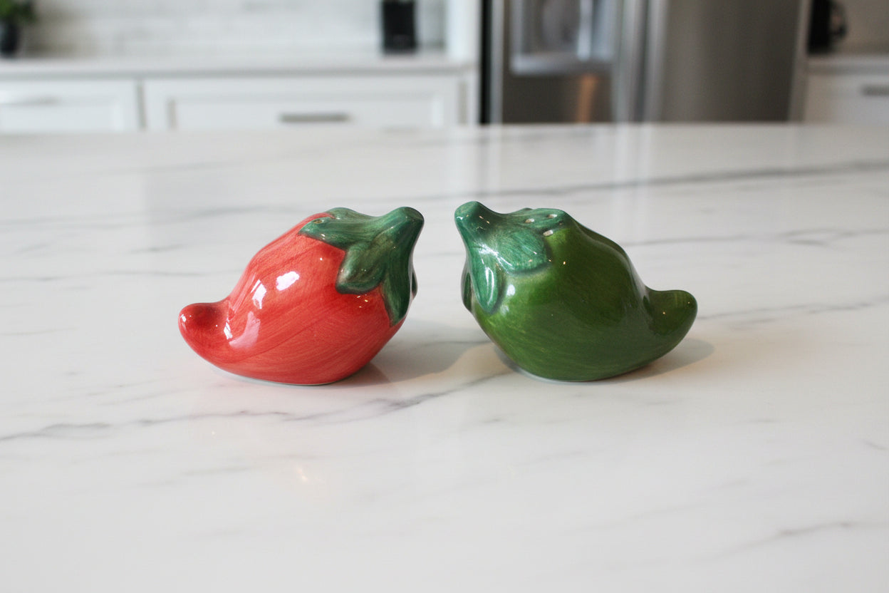 Chili Pepper Salt & Pepper Shakers New 2" Tall Excellent Condition
