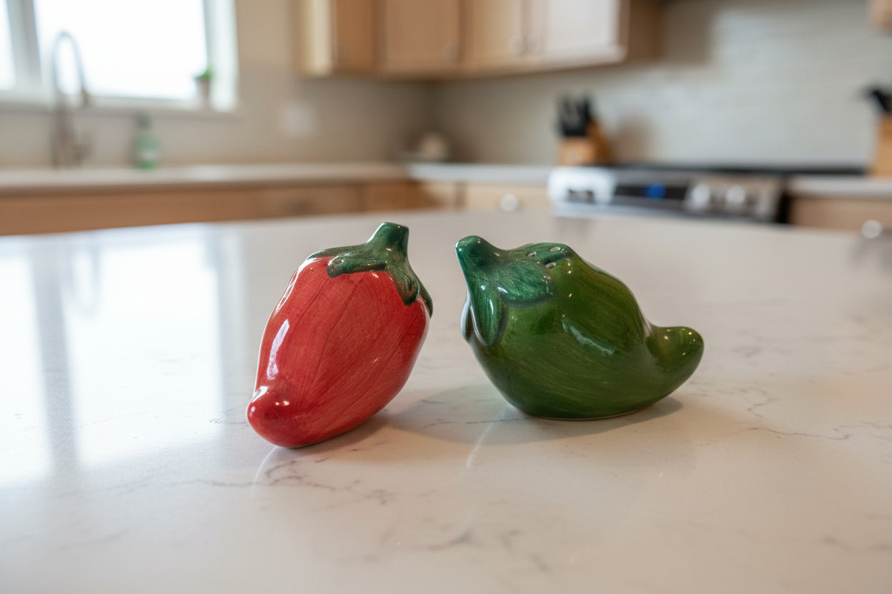 Chili Pepper Salt & Pepper Shakers New 2" Tall Excellent Condition