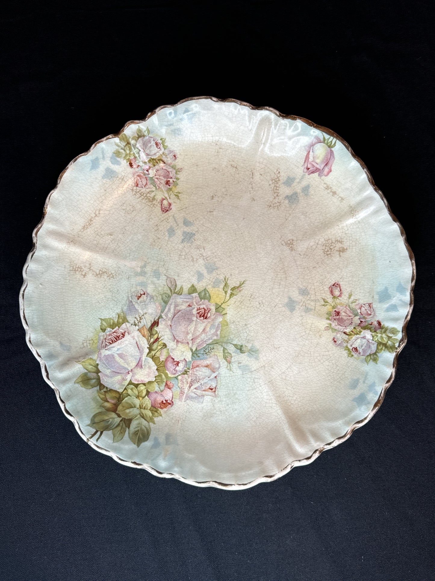 Limoges Style Rose Serving Platter 11.25" Vintage